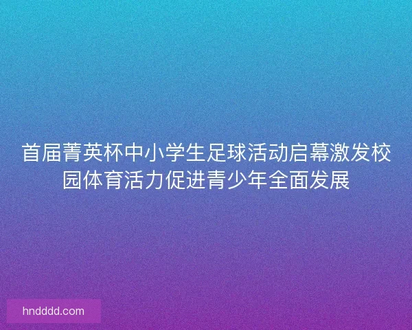 首届菁英杯中小学生足球活动启幕激发校园体育活力促进青少年全面发展